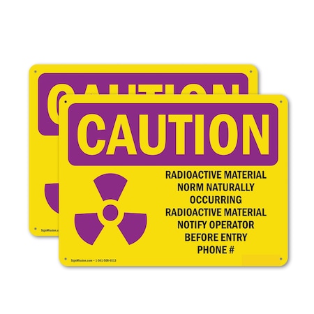 Signmission Radiation & Laser Sign, 18 in H x 24 in W, Aluminum, Rectangle OS-2PACK-CR-A-1824-L-10210